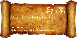 Szirák Nikolett névjegykártya